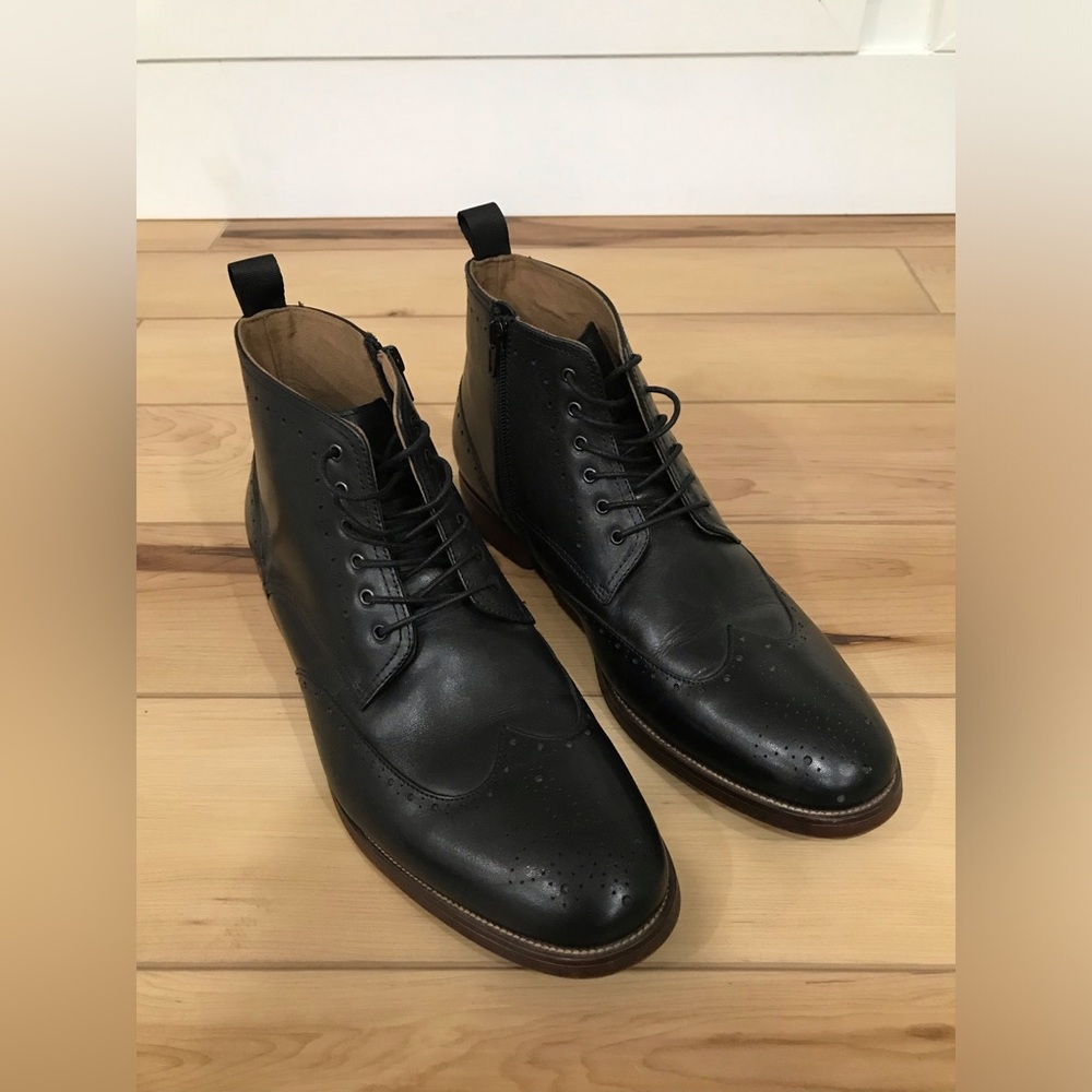 ALDO Black Leather Dress Boots in Men’s Size 10 - Picture 3 of 13
